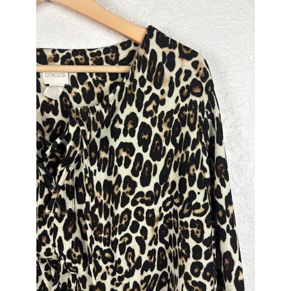 Chico's Womens Top Leopard Size‎ 4X Fall Office Career Animal Print Cheetah - Picture 2 of 6